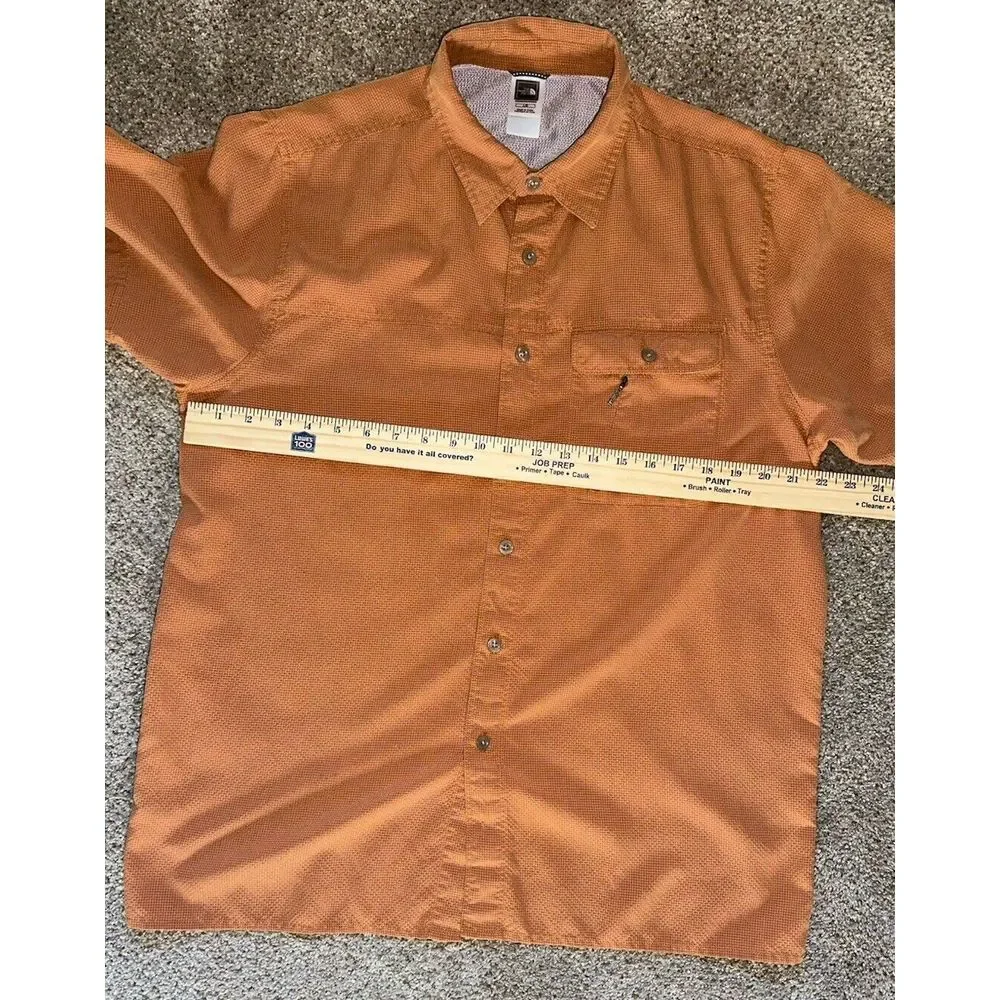 The North Face Orange Plaid Vented‎ Short Sleeve Hiking Tactical Fish Mens Large